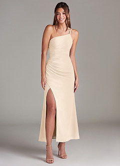 Azazie Eren Abiti da Damigella Abito Sirena in Chiffon Monospalla Alabastro Bianco image3