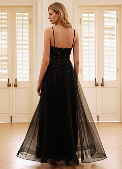 Quinne Black Rhinestone Sheer Tulle Prom Dress image2