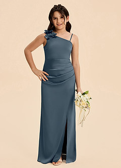 Azazie Remi Junior Twilight Sheath Side Slit Stretch Satin Dress image5