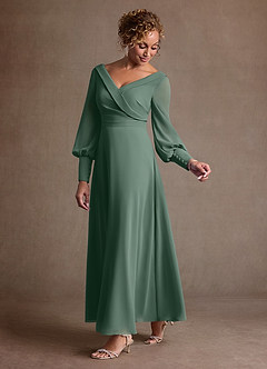 Azazie Paterson Mother of the Bride Dresses Eucalyptus A-Line Pleated Chiffon Dress image5