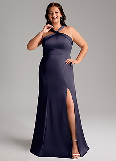 Azazie Rue Bridesmaid Dresses Stormy A-Line Pleated Stretch Satin Dress image8