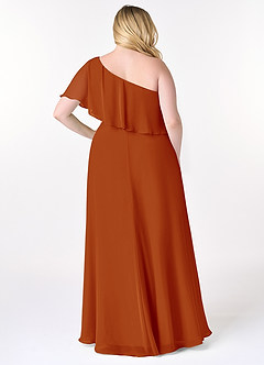 Azazie Lizzy Final Sale Paprika A-Line One Shoulder Chiffon Dress image9