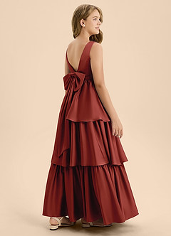 Azazie Meadowyn Junior Abito A-Line in Raso Elasticizzato Fiocco Terracotta image6