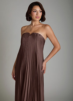 Azazie Rayna Bridesmaid Dresses Ganache A-Line Strapless Stretch Satin Dress image6