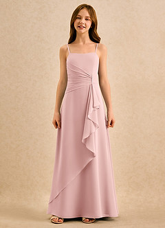 Azazie lolly Girls Formal Flower Girl Dresses Powder Pink A-Line Pleated Chiffon Dress image4