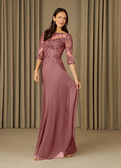 Azazie Dorella Mother of the Bride Dresses Desert Rose A-Line Lace Chiffon Dress image3