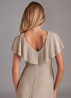 Azazie Lainey Bridesmaid Dresses Taupe A-Line with Pockets Chiffon Dress image2