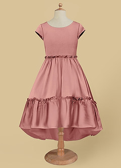 Azazie Lee Flower Girl Dresses Rosette A-Line Bow Stretch Satin Dress image6