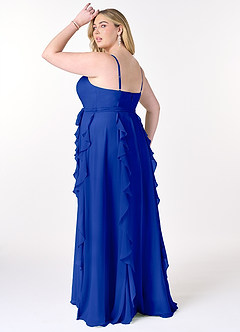 Azazie Peyton Bridesmaid Dresses Royal Blue A-Line Ruched Chiffon Dress image10