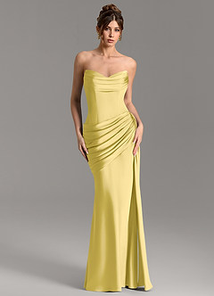 Azazie Zorah Vestidos de damas de honor Vestido Canario de Satén Elástico de Corte Sirena Convertible con Corsé image3