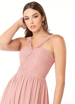 Azazie Dionne Final Sale Grape A-Line Corset Chiffon Dress image6