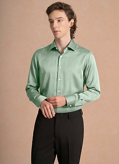 front Julian Agave Stretch Satin Dress Shirt