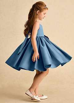 Azazie Jessie Flower Girl Dresses Bermuda A-Line Bow Matte Satin Dress image6