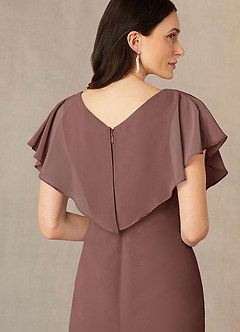 Azazie Julia Mother of the Bride Dresses Espresso Sheath V-Neck Pleated Chiffon Dress image5