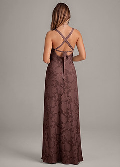 Azazie Aliza Final Sale Espresso A-Line Floral Burnout Dress image2