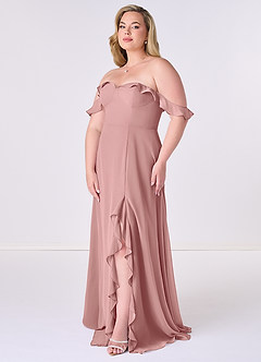 Barbie ♥ Azazie Jurken voor bruidsmeisjes Converteerbaar Jurk van Chiffon met A-Lijn Off the Shoulder Stoffige Roos image9