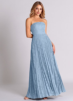 Azazie Mariana Bridesmaid Dresses Powder Blue A-Line Strapless Floral Burnout Convertible Dress image4