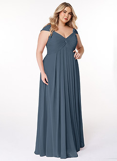 Azazie Kaitlynn Brautjungfernkleider Wandelbar Empire Gerafft Chiffon Kleid Neptunblau image12