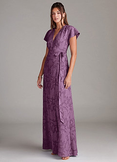 Azazie Ling Bridesmaid Dresses Wisteria A-Line Pleated Floral Burnout Dress image5