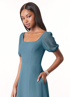 Azazie Alani Bridesmaid Dresses Bermuda A-Line Square Neckline Chiffon Dress image4