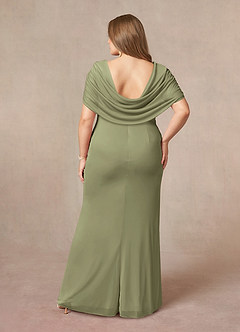 Azazie Luisa Mother of the Bride Dresses Pistachio Mermaid V-Neck Pleated Mesh Dress image8