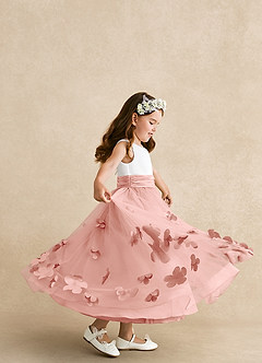 Azazie Vi Flower Girl Dresses Rosette A-Line Sleeveless Tulle Dress image2
