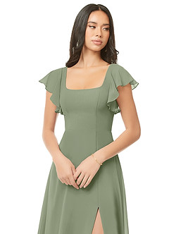 Azazie Bondi Bridesmaid Dresses Pistachio A-Line Ruched Chiffon Dress image6