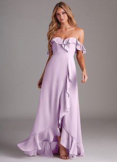 Azazie Lyra Bridesmaid Dresses Frosted Lilac A-Line Chiffon Convertible Dress image4