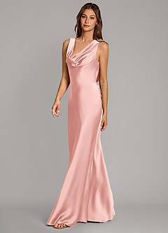 Azazie Cheryl Vestidos de madrinha de casamento Vestido Pó Rosa de Cetim elástico de sereia image3