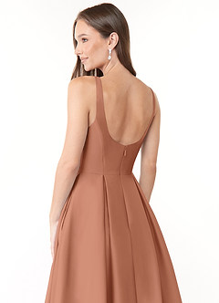 Azazie Neve Vestidos de damas de honor Vestido de Bronceador de Satén Elástico de Corte Princesa con Con bolsillos image6