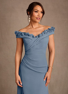 Azazie Jettie Mother of the Bride Dresses Twilight Sheath Pleated Chiffon Dress image5