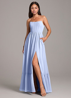Azazie Kailee Bridesmaid Dresses Ice A-Line with Pockets Chiffon Dress image1