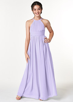 Azazie Melinda A-Line Pleated Chiffon Floor-Length Junior Bridesmaid Dress image4