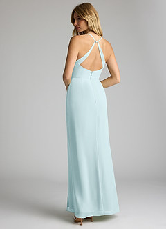 Azazie Becca Bridesmaid Dresses Sea Glass Sheath V-Neck Chiffon Dress image6