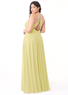Azazie Avelina Brautjungfernkleider A-Linie V-Hals Gefaltet Chiffon Kleid Zitronensorbet image9