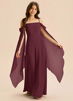 Azazie Moana Junior Linia A Pofałdowany Szyfon Długość podłogi Młodsza druhna Sukienka image1