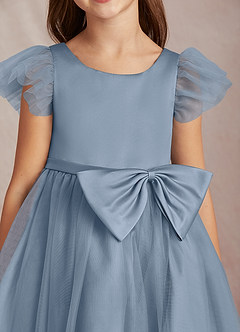 Azazie Midna Vente Finale Robe Trapèze en Tulle avec manches Bleu Poussiéreux image5