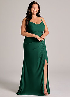 Azazie Deandra Bridesmaid Dresses Emerald Mermaid Pleated Chiffon Dress image10