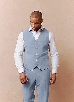 front Savile Light Blue Wool Blend Suit Vest