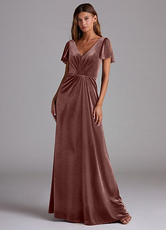 Azazie Soren Bridesmaid Dresses Espresso A-Line Velvet Dress image1