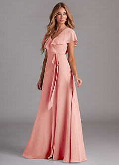 Azazie Lainey Brautjungfernkleider A-Linie mit Taschen Chiffon Kleid Rosettenrosa image5