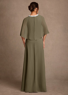 Azazie Winnifred Vestidos para mãe da noiva Vestido Salgueiro Verde de Chiffon de Linha A com Frisado image3