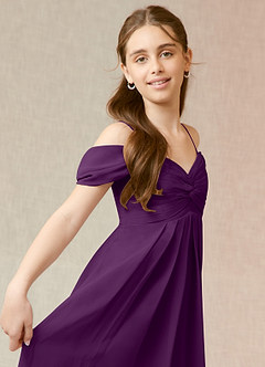 Azazie Kaitlynn Junior Vestido de Uva de Gasa de Corte En A con Vestidos sin tirantes image6