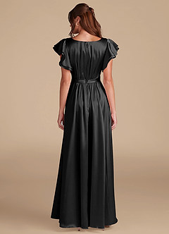 Azazie Daphne Modest Bridesmaid Dresses A-Line Ruched Metallic Satin Floor-Length Dress image2