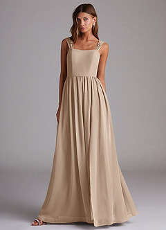 Azazie Calianna Bridesmaid Dresses Taupe A-Line Off the Shoulder Chiffon Convertible Dress image4