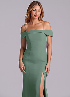 Azazie Luciana Bridesmaid Dresses Eucalyptus Sheath Off the Shoulder Chiffon Convertible Dress image7