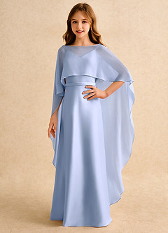 Azazie Fishie Girls Formal Abiti da Ragazza di Fiori Abito A-Line in Raso Opaco Ghiaccio image1