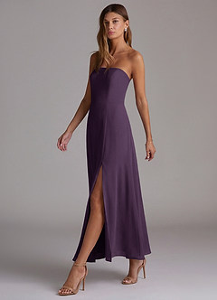Azazie Wren Bridesmaid Dresses Plum A-Line Strapless Chiffon Dress image3