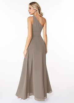 Azazie Dallas Jurken voor bruidsmeisjes Jurk van Chiffon met A-Lijn One-Shoulder Taupe image2