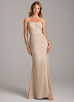 Azazie Chantel Bridesmaid Dresses Taupe Sheath Strapless Chiffon Convertible Dress image4